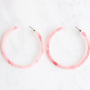 Pink Marble Hoop Earrings